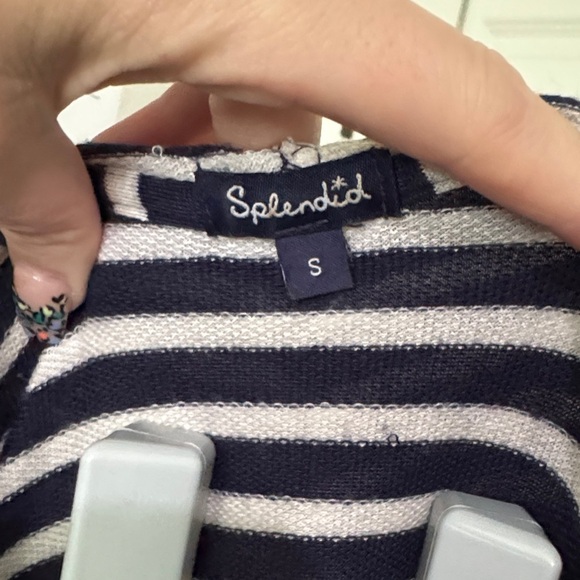 Splendid Navy and White Striped Hoodie - Picture 3 of 10